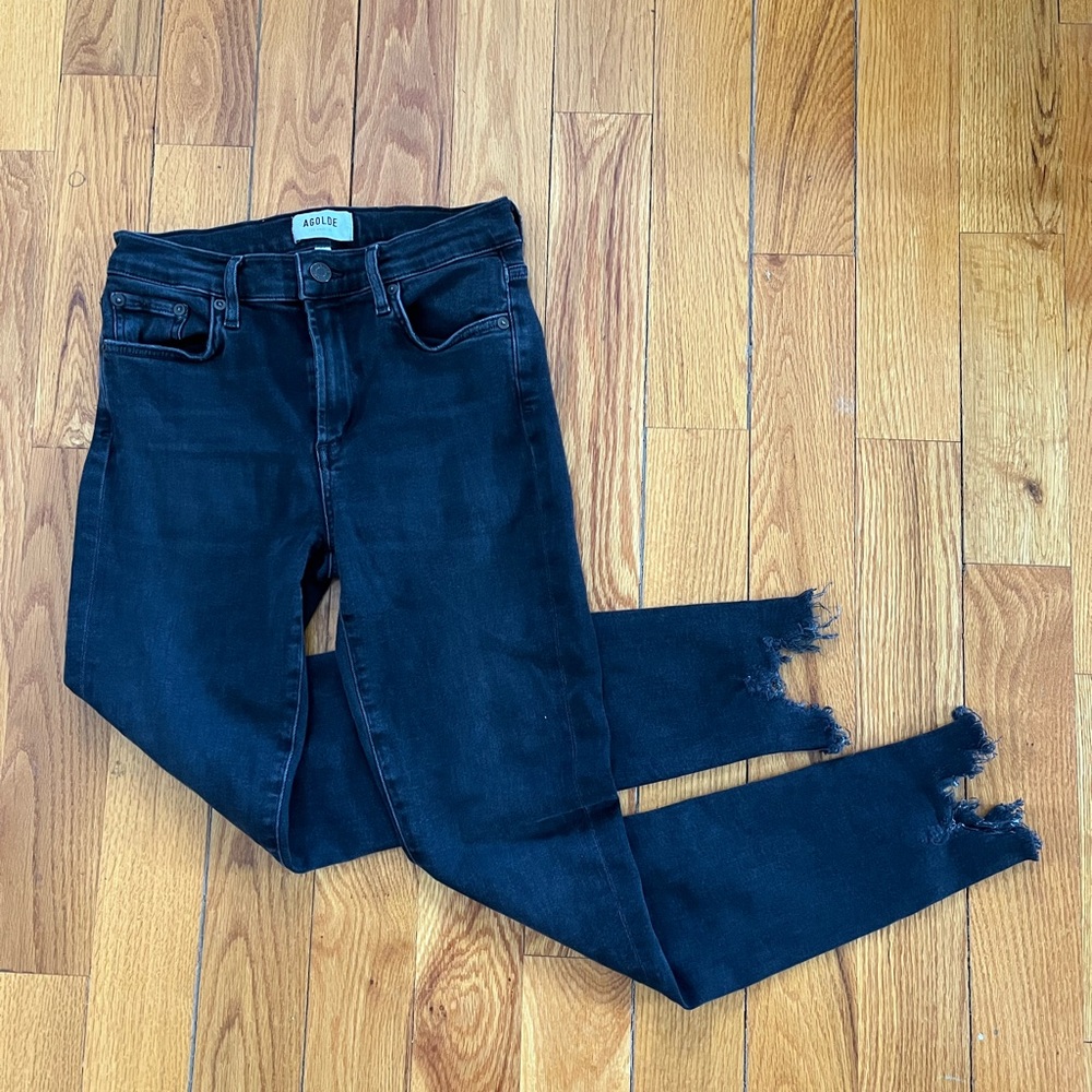 Agolde Black Distressed Women Jeans